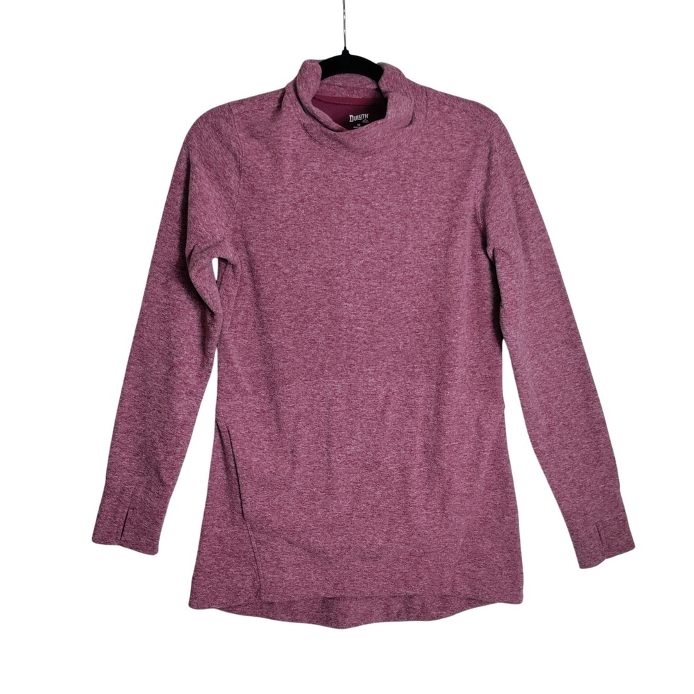 Duluth Trading Co Womens XS Heathered Pink Fleece Mock Neck Pullover Top